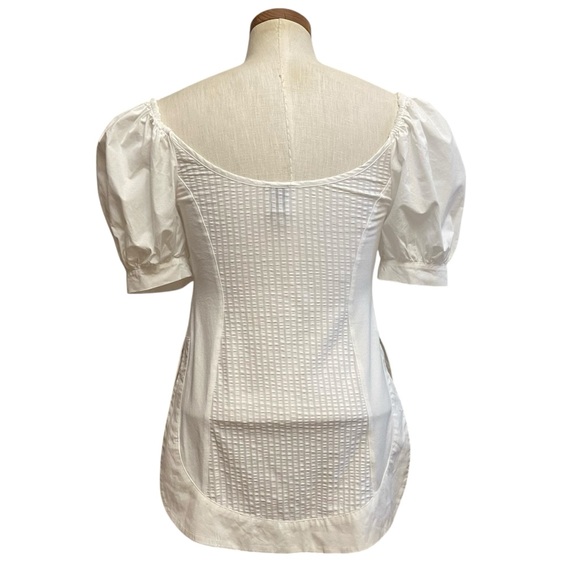 Anthropologie Maeve White Puff Sleeve Sweetheart Top Sz S - Picture 10 of 13